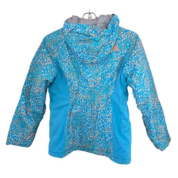 The North Face Girls M Jacket Turquoise/Orange Print winter warm - Picture 2 of 6